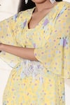 Seema Thukral_Yellow Georgette Lining Satin Floral Print, Glass Beads, Beads, Pearl Jumpsuit_Online_at_Aza_Fashions