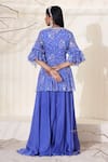 Shop_Seema Thukral_Purple Georgette And Embroidery Floral V Neck Kurta & Sharara Set _at_Aza_Fashions