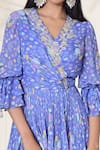 Buy_Seema Thukral_Purple Georgette And Embroidery Floral V Neck Kurta & Sharara Set _Online_at_Aza_Fashions