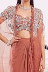 Seema Thukral_Brown Blouse And Skirt Georgette Jacket Organza & Draped Set _Online_at_Aza_Fashions