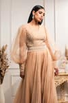 Seema Thukral_Beige Pure Georgette Hand Embroidered Organza Jumpsuit For Kids_Online_at_Aza_Fashions