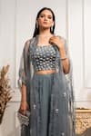 Seema Thukral_Blue Pure Georgette Embroidered Pant Set With Organza Cape For Kids_Online_at_Aza_Fashions