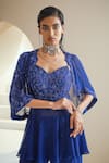 Buy_Seema Thukral_Blue Gharara Organza And Crepe, Lining Satin, Peplum & Embellished With Set _Online_at_Aza_Fashions