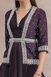 Seema Thukral_Purple Top Georgette Embroidered Floral Jacket And Sharara Set For Kids_Online_at_Aza_Fashions