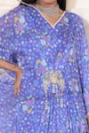 Seema Thukral Blue Chiffon Lining Satin Floral Print, Glass Beads, Beads, Pearl And Kaftan Online at Aza Fashions Seema Thukral_Blue Chiffon Lining Satin Floral Print, Glass Beads, Beads, Pearl And Kaftan_Online_at_Aza_Fashions