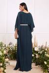 Shop_Seema Thukral_Green Crepe Lining Satin V Neck Flared Kaftan _at_Aza_Fashions