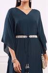 Seema Thukral_Green Crepe Lining Satin V Neck Flared Kaftan _Online_at_Aza_Fashions