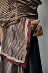 Shorshe Clothing_Brown Handloom Striped Tissue Embellished Lace Woven Dupatta _Online_at_Aza_Fashions