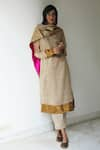 Buy_Shorshe Clothing_Beige Chanderi Embroidered Gota Patti Dupatta _at_Aza_Fashions