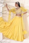 Buy_Seema Thukral_Yellow Blouse Georgette Lehenga Cotton Silk Embroidery Glass Beads Belt Set For Kids_at_Aza_Fashions