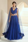 Buy_Seema Thukral_Blue Choli Georgette, Dupatta Net, Lining Satin, Embellished Lehenga Set_at_Aza_Fashions