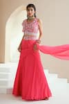 Buy_Seema Thukral_Pink Choli Georgette, Lehenga Chiffon, Lining Draped And Embroidered Set_Online_at_Aza_Fashions