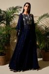 Buy_Seema Thukral_Blue Cotton Silk, Pure Georgette, Satin Lining Embroidered Kurta And Skirt Set _at_Aza_Fashions