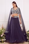 Buy_Seema Thukral_Blue Blouse Georgette Skirt Organza Lining Bridal Lehenga Set _at_Aza_Fashions