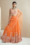 Buy_Seema Thukral_Orange Choli And Lehenga Georgette, Dupatta Net, Lining Satin Embellished Set_at_Aza_Fashions