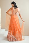 Shop_Seema Thukral_Orange Choli And Lehenga Georgette, Dupatta Net, Lining Satin Embellished Set_at_Aza_Fashions