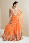 Seema Thukral_Orange Choli And Lehenga Georgette, Dupatta Net, Lining Satin Embellished Set_Online_at_Aza_Fashions