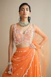 Buy_Seema Thukral_Orange Choli And Lehenga Georgette, Dupatta Net, Lining Satin Embellished Set_Online_at_Aza_Fashions
