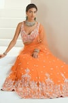 Shop_Seema Thukral_Orange Choli And Lehenga Georgette, Dupatta Net, Lining Satin Embellished Set_Online_at_Aza_Fashions