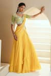 Buy_Seema Thukral_Yellow Choli Georgette, Lehenga Chiffon, Lining Draped And Embroidered Set_at_Aza_Fashions