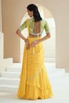 Shop_Seema Thukral_Yellow Choli Georgette, Lehenga Chiffon, Lining Draped And Embroidered Set_at_Aza_Fashions