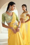 Shop_Seema Thukral_Yellow Choli Georgette, Lehenga Chiffon, Lining Draped And Embroidered Set_Online_at_Aza_Fashions