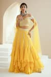 Buy_Seema Thukral_Yellow Choli Georgette Embellished Floral Motifs Asymmetric Layered Skirt Set _at_Aza_Fashions