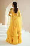 Shop_Seema Thukral_Yellow Choli Georgette Embellished Floral Motifs Asymmetric Layered Skirt Set _at_Aza_Fashions