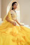 Buy_Seema Thukral_Yellow Choli Georgette Embellished Floral Motifs Asymmetric Layered Skirt Set _Online_at_Aza_Fashions