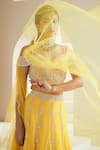 Shop_Seema Thukral_Yellow Choli Georgette Embellished Floral Motifs Asymmetric Layered Skirt Set _Online_at_Aza_Fashions