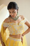 Seema Thukral_Yellow Choli Georgette Embellished Floral Motifs Asymmetric Layered Skirt Set _at_Aza_Fashions