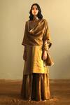 Shop_Shorshe Clothing_Gold Handloom Tissue Stole _at_Aza_Fashions