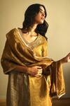 Buy_Shorshe Clothing_Gold Handloom Tissue Stole _at_Aza_Fashions