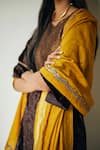 Shorshe Clothing_Yellow Handloom Silk Embellished Lace Dupatta _Online_at_Aza_Fashions