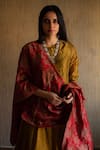 Buy_Shorshe Clothing_Red Banarasi Brocade Stole_at_Aza_Fashions