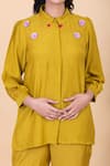 Shop Chambray & CO. Yellow Silk Embroidery Collared Shirt And Pant Set Online at Aza Fashions Shop_Chambray & CO._Yellow Silk Embroidery Collared Shirt And Pant Set _Online_at_Aza_Fashions