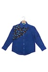 Shop_The Blue Morphology_Blue Pure Linen Printed Shirt  _at_Aza_Fashions