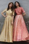 Shop_I Am Design_Pink Ikat Round Ombre Print Gown _Online_at_Aza_Fashions