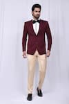 Buy_Aryavir Malhotra_Maroon Quilted Plain Coat And Pant Set_at_Aza_Fashions