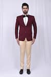 Buy_Aryavir Malhotra_Maroon Quilted Plain Coat And Pant Set_Online_at_Aza_Fashions