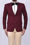 Shop_Aryavir Malhotra_Maroon Quilted Plain Coat And Pant Set_Online_at_Aza_Fashions