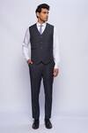 Shop_Tisa - Men_Grey Checkered Suit Set _at_Aza_Fashions