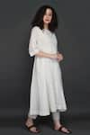 Sufia_White Cotton With Lurex Chikankari Hand Embroidered Kurta_Online_at_Aza_Fashions