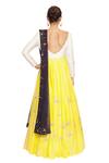 Shop_Salt And Spring_Yellow Net, Chanderi Floral Motifs Boat Pearl Embroidered Anarkali With Dupatta _at_Aza_Fashions