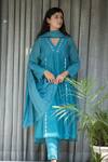 Buy_Sufia_Blue Cotton Silk Chikankari Kurta And Pant Set_at_Aza_Fashions