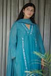 Sufia_Blue Cotton Silk Chikankari Kurta And Pant Set_Online_at_Aza_Fashions