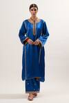 Buy_Heena Kochhar_Blue Mashroo Embroidered Kurta Salwar Set_Online_at_Aza_Fashions