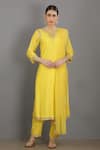 Asaga_Yellow Kurta Chanderi Silk Round Set _Online_at_Aza_Fashions
