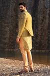 Soniya G_Green Silk Mirror Work Jacket Kurta Set_Online_at_Aza_Fashions