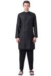 Buy_Suketdhir_Black Cotton Silk Ikat Kurta For Men_Online_at_Aza_Fashions